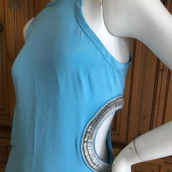 Emilio Pucci Cut Out Crystals Mod Aqua Blue Turquoise DRESS USA SZ 6 IT40 $3,500 - Picture 6 of 12